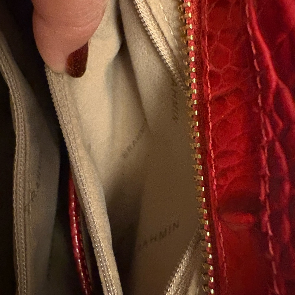Brahmin Red Croc-Embossed Lena Satchel - Picture 5 of 13